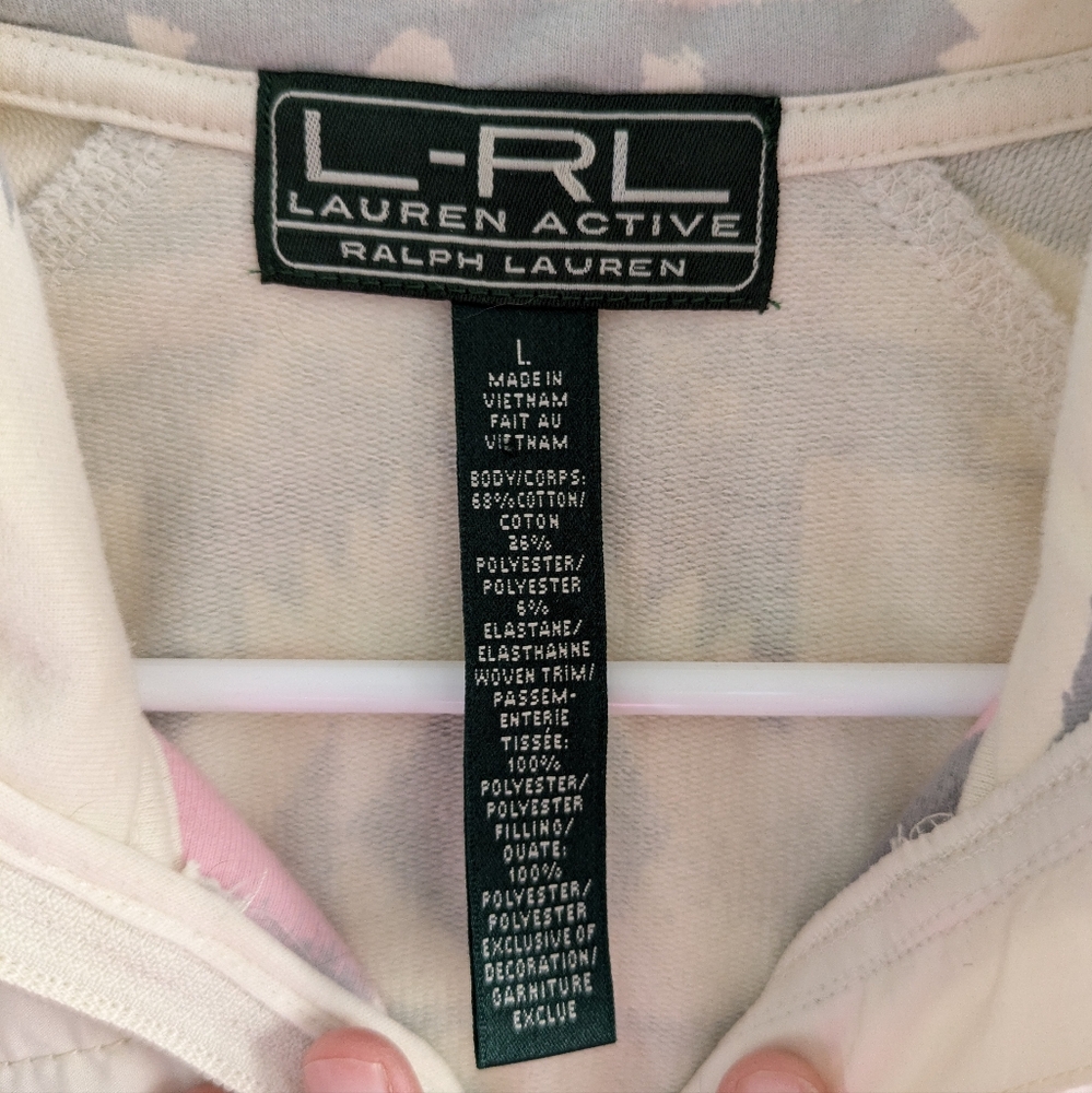 Ralph Lauren Aztec Western Preppy puffer Jacket pink and gray size L athleisure - Picture 5 of 9